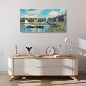 Tablou canvas Podul bărci fluviale Monet