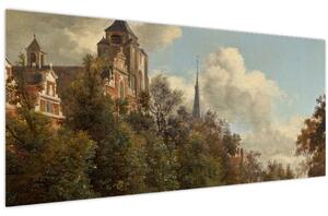 Tablou - Jan van der Heyden, View Down a Dutch Canal, reproducere (120x50 cm)