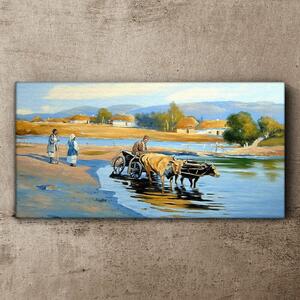 Tablou canvas colibă ​​de râu sătenilor din sat