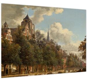 Tablou - Jan van der Heyden, View Down a Dutch Canal, reproducere (70x50 cm)