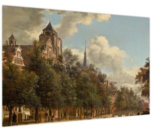 Tablou - Jan van der Heyden, View Down a Dutch Canal, reproducere (90x60 cm)