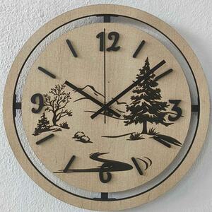 Ceas de perete Peisaj forestier gravat | PUPOU