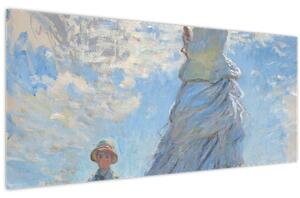 Tablou - Claude Monet, Woman with a Parasol - Madame Monet and Her Son, reproducere (120x50 cm)