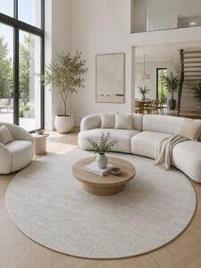 Covor Rotund Belgian Fargo 71501-050, Marime 120 x 120 cm, Crem, Inaltime Fir 7 mm, Antialergic, Polipropilena, Living, Dormitor, Sufragerie, Copii