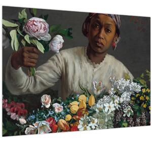 Tablou - Frédéric Bazille, Young Woman with Peonies, reproducere (70x50 cm)