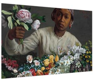 Tablou - Frédéric Bazille, Young Woman with Peonies, reproducere (90x60 cm)