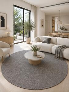 Covor Rotund Belgian Fargo 71501-070, Marime 120 x 120 cm, Gri, Inaltime Fir 7 mm, Antialergic, Polipropilena, Living, Dormitor, Sufragerie, Copii 120