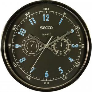 SECCO Ceas de perete, 30,5 cm, cu indicator de umiditate, cu termometru SECCO, cromat