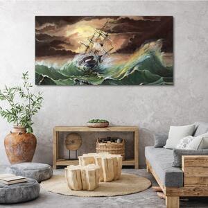 Tablou canvas barcă navă ocean furtună valuri