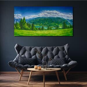 Tablou canvas peisaj de pădure nori