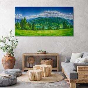Tablou canvas peisaj de pădure nori