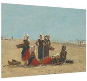 Tablou - Eugène Boudin, Women on the Beach at Berck, reproducere (70x50 cm)