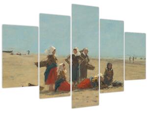 Tablou - Eugène Boudin, Women on the Beach at Berck, reproducere (150x105 cm)