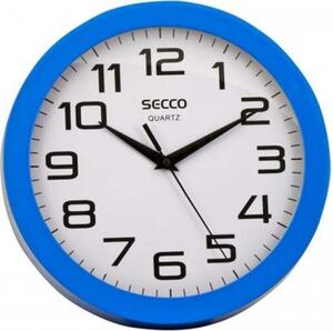 SECCO Ceas de perete, 24,5 cm, ramă albastră, SECCO Sweep second