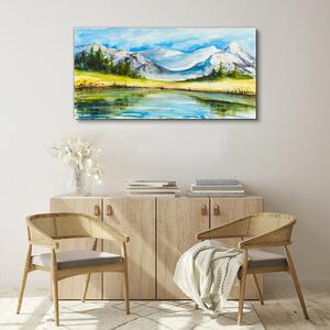 Tablou canvas lac munți peisaj forestier