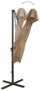 Umbrelă suspendată cu înveliș dublu, gri taupe, 250x250 cm