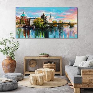 Tablou canvas City River Bridge Sky