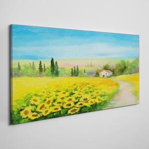 Tablou canvas Peisaj de floarea soarelui de luncă