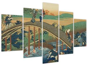 Tablou - Katsushika Hokusai, Ariwara no Narihirafrom the series One Hundred, Poems Explained by the Nurse (Hyakunin isshu uba ga etoki), reproducere (150x105 cm)