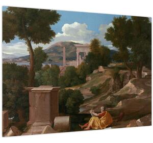 Tablou - Nicolas Poussin, Landscape with Saint John on Patmos, reproducere (70x50 cm)