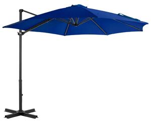 Umbrelă suspendată cu stâlp aluminiu, albastru azuriu, 300 cm