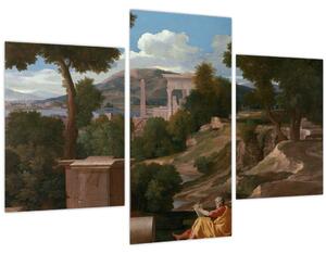 Tablou - Nicolas Poussin, Landscape with Saint John on Patmos, reproducere (90x60 cm)