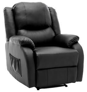 Fotoliu Relax Reclinabil Manual cu Suport pentru Picioare Integrat și Buzunar Lateral, 80Lx90Px100Î cm, Negru
