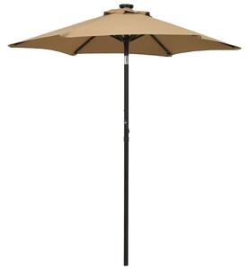 Umbrelă de soare cu lumini LED, gri taupe, 200x211 cm, aluminiu