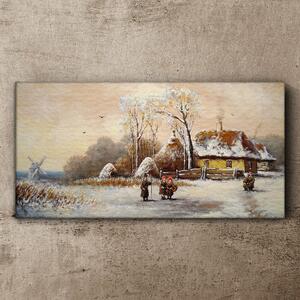 Tablou canvas Satul de iarnă Arborele de zăpadă