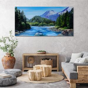Tablou canvas munți pădure râu natura