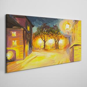 Tablou canvas Lămpile orașului Copaci de noapte
