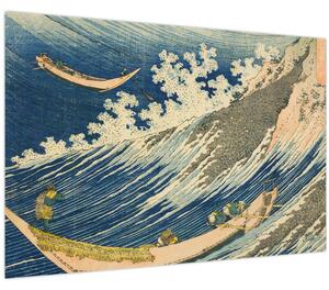 Tablou - Katsushika Hokusai, Fishing Boats at Choshi in Shimosa (Soshu Choshi) , reproducere (90x60 cm)