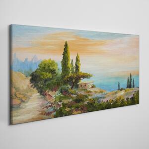 Tablou canvas copaci coasta apus de soare
