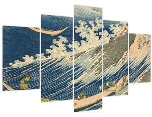 Tablou - Katsushika Hokusai, Fishing Boats at Choshi in Shimosa (Soshu Choshi) , reproducere (150x105 cm)