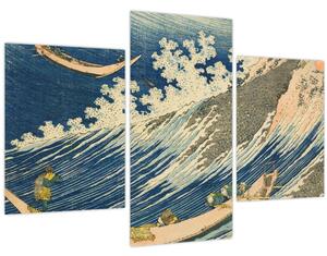 Tablou - Katsushika Hokusai, Fishing Boats at Choshi in Shimosa (Soshu Choshi) , reproducere (90x60 cm)