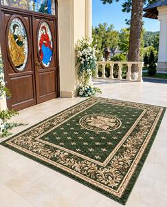 Covor Bisericesc 15077 310 Verde cu Vultur, pentru Sfânta Masă și Altar 150x230