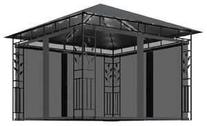 Pavilion cu plasă anti-țânțari&lumini LED, antracit, 3x3x2,73 m