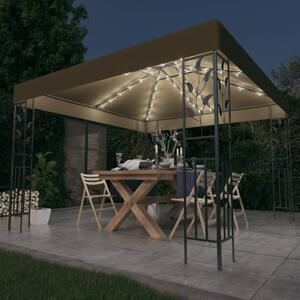 Pavilion cu șiruri de lumini LED, gri taupe, 3x3m