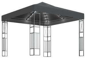 Pavilion cu șir de lumini LED, antracit, 3x3 m, țesătură