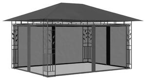 Pavilion cu plasă anti-țânțari&lumini LED, antracit, 4x3x2,73 m