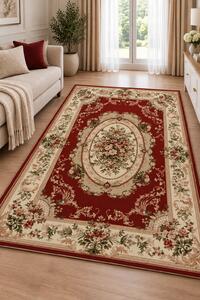 Covor Clasic Sufragerie Dormitor, Model Lotos 1557 210, Crem Rosu 80x200