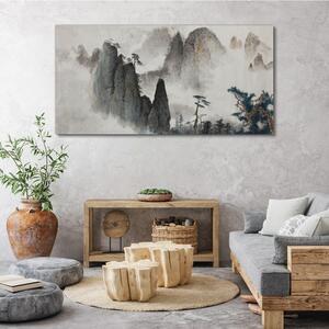 Tablou canvas Copaci moderni de ceață de munte