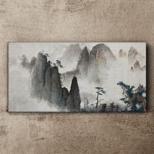 Tablou canvas Copaci moderni de ceață de munte