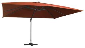 Umbrelă în consolă cu LED-uri, cărămiziu, 400x300 cm