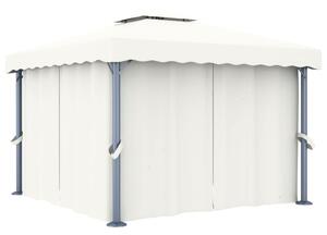 Pavilion cu perdele & șiruri lumini LED, alb crem, 3x3 m