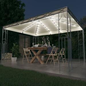 Pavilion cu șir de lumini LED, crem, 400x300 cm