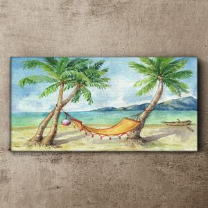 Tablou canvas plajă palmieri mare hamac