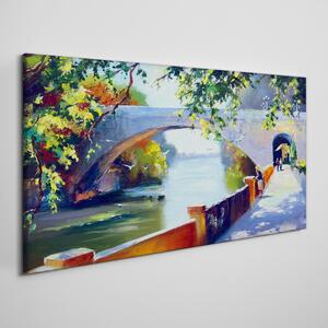 Tablou canvas podul fluviului copaci