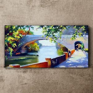 Tablou canvas podul fluviului copaci