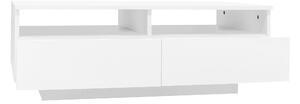 Măsuță de cafea LED lucioasă cu 2 sertare, cu lumini LED în 16 culori și USB, 95×50×35 cm, Alb